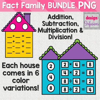 Preview of Fact Family Houses BUNDLE: Addition, Subtraction, Multiplication and Division