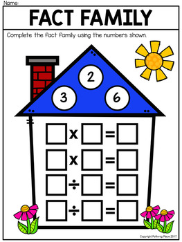 Fact Family Houses - Multiplication and Division by Polliwog Place