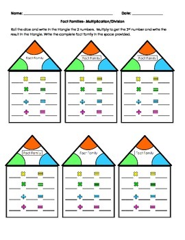fact family multiplication division practice worksheet