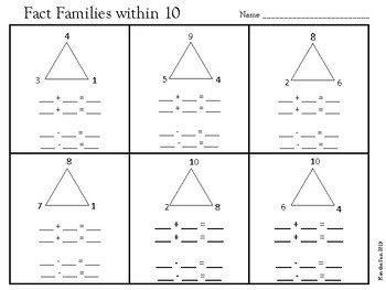 Fact Family Practice by K in the Sun | TPT