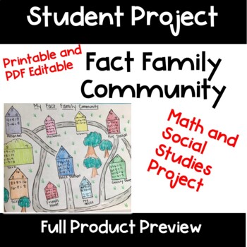 Preview of Fact Family Project: SS and Math Project, PDF and PDF Editable Distance Learning