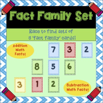 Preview of Addition + Subtraction Math Fact Family Game - Find the set of 3!