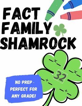 Preview of Fact Family Shamrock (St. Patrick's Day March) MATH