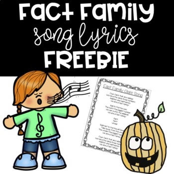 Preview of Fact Family Song Lyrics | Freebie