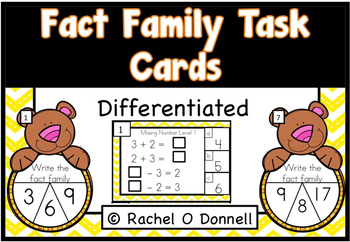 Preview of Fact Family Task Cards Differentiated