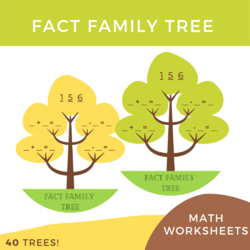 Fact Family Tree Worksheets: 40 Addition & Subtraction Trees by