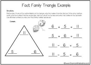 Fact Family Trianges - Roll the Dice! by This Reading Mama | TpT