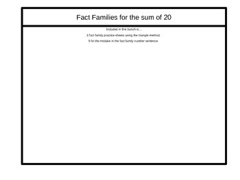 Preview of Fact Family Triangles for Sum of 20