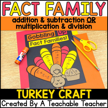 Preview of Thanksgiving Math Turkey Craft (Addition Subtraction OR Multiplication Division)