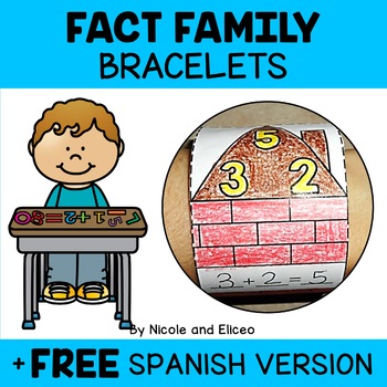 Preview of Math Fact Family Activity Bracelets + FREE Spanish