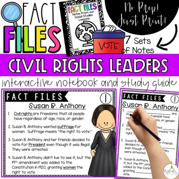 Preview of Fact Files | Fighting for a Cause Interactive Notebook and Study Guide | CKLA