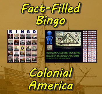 Preview of Fact-Filled Bingo & Slideshow - Colonial America