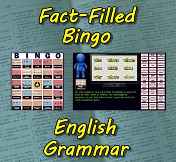 Preview of Fact-Filled Bingo & Slideshow - English Grammar