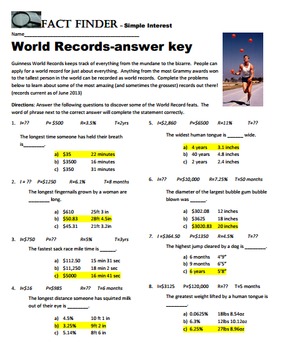 Fact Finder: Simple Interest Worksheet By Teach Me I'm Yours | Tpt