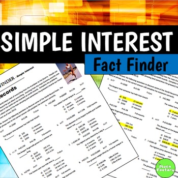 Preview of Fact Finder: Simple Interest Worksheet