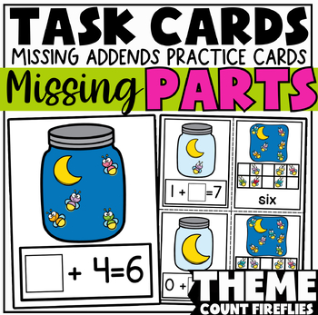 Preview of Missing Addends: 6-10 Math Match Task Cards Bundle