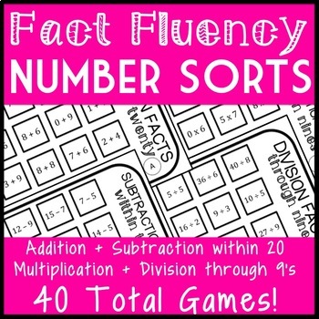 Preview of Fact Fluency Bundle- All 4 operations, 40 total games!