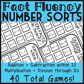 Preview of Fact Fluency Bundle- All 4 operations, 40 total games!