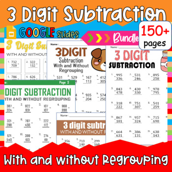 Fact Fluency-Fact Fluency Tests: 3 Digit Subtraction With and Without ...