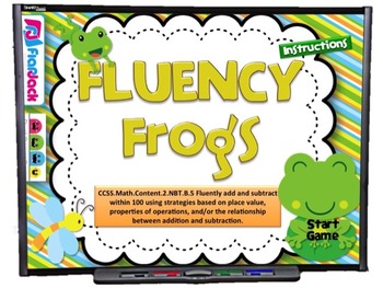 Preview of Fact Fluency Frogs Smart Board Game (CCSS.2.NBT.B.5)