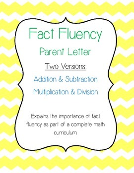 Preview of Fact Fluency Home Letter FREEBIE