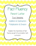 Fact Fluency Home Letter FREEBIE