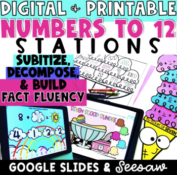 Preview of Fact Fluency & Number Sense Stations - Print & DIGITAL -  Google Slides & Seesaw