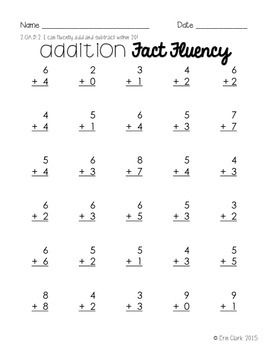 Preview of Fact Fluency Practice: Addition/Subtraction Facts to 20 {FREE}