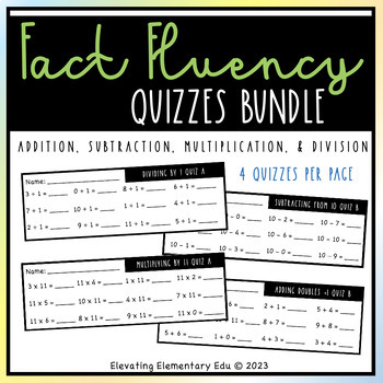Preview of Fact Fluency Quizzes Bundle