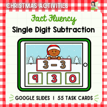 Preview of Fact Fluency: Single Digit Subtraction (Christmas Theme) I Google Slides™