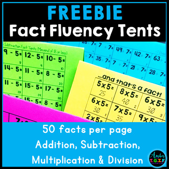 Preview of Fact Fluency Tents FREE (no more flash cards) Add, Subtract, Multiply and Divide