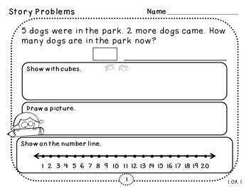 Addition And Subtraction Word Problems Pack 1 First Grade 1 Oa 1