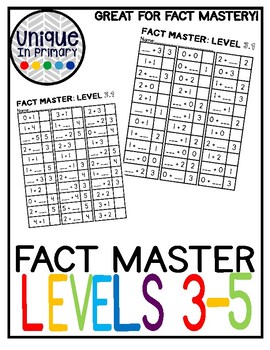 Preview of Fact Master Levels 3-5, missing addend, breaking apart numbers, fact practice