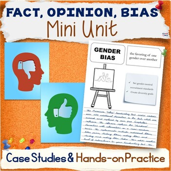 Preview of Fact, Opinion, Bias Unit  - Real Life Lessons Writing Practice Activity Packet