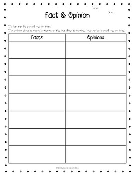 Fact & Opinion Graphic Organizer by Emily Farnsworth | TpT
