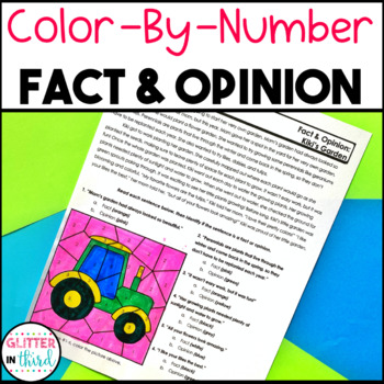 Preview of Fact and Opinion Reading Comprehension Worksheets Passages Color By Number