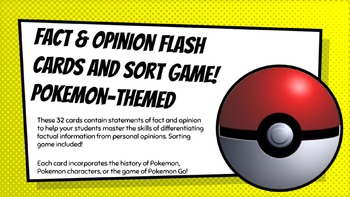 Preview of Fact & Opinion Sorting Game (Pokemon Themed)