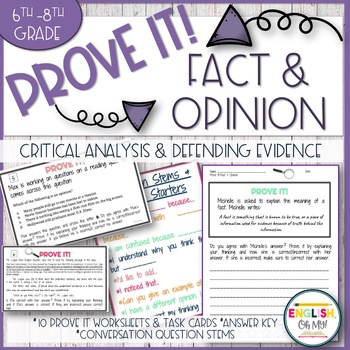 Preview of Fact & Opinion Worksheets & Task Cards {PROVE IT!}