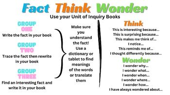Preview of Fact Think Wonder Display Poster - Writing Prompts