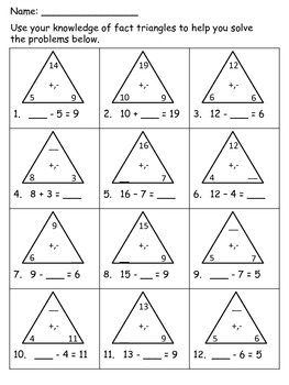 family worksheet fact 4 year Number by Missing  Rudolph  Triangle Heidi Teachers Fact