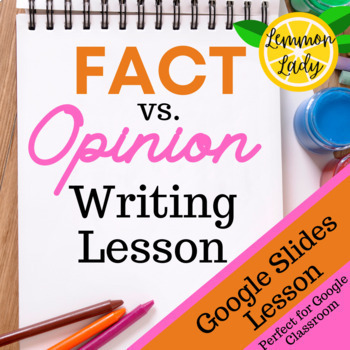 Preview of Fact Vs. Opinion Writing Lesson - Google Slides EDITABLE lesson