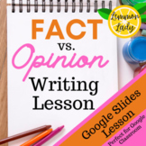 Fact Vs. Opinion Writing Lesson - Google Slides EDITABLE lesson