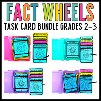 Preview of Fact Wheel Task Card Bundle Addition, Subtraction, Multiplication, Division