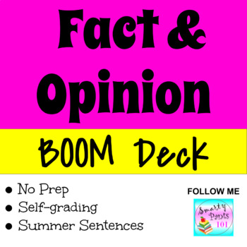 Preview of Fact and Opinion BOOM DECK Summer Sentences Internet Activity 