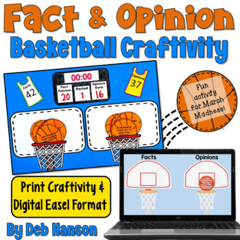 Preview of Fact and Opinion Worksheets and Sorting Activity: Basketball Craftivity