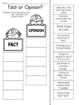 Fact and Opinion Cut and Paste Activity by JH Lesson Design | TpT