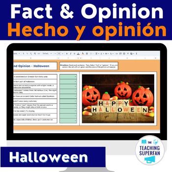 Preview of Fact and Opinion Halloween Self Checking Mystery Picture - Bilingual