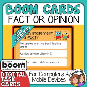 Preview of Fact and Opinion Digital Boom Cards - Task Card FREEBIE!