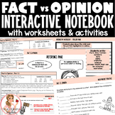 Fact and Opinion with Interactive Notebook and Worksheets