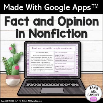 Preview of Fact and Opinion Nonfiction | Objective Subjective Language GR 6-8 Google Apps